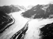 Glaciers flow out of the mountains of Denali National Park, Alaska