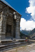 Children on the pediment of an ancient ruined temple in the Himalayas, Kashmir