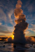 A geyser - the original one - blows at Geysir, Iceland