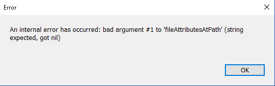 FileAttributes error dialog